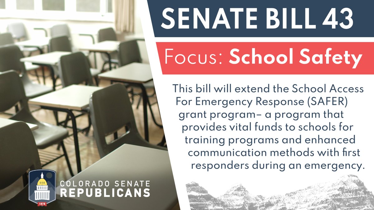 🎉🎉 Senator Van Winkle's bi-partisan school safety bill passed unanimously in Committee!

📜 SB-43 will extend the SAFER grant program which provides funds to schools for training programs &amp; enhanced communication methods w/ first responders during an emergency.

#COpolitics
