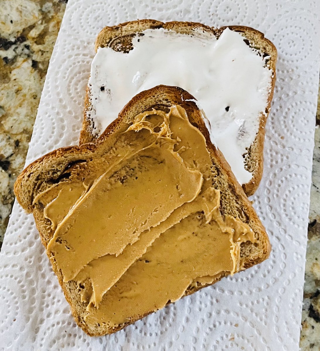 bilgema's tweet image. #Fluffernutter on cinnamon toast tonight. Weather is cold &amp;amp; snowy. Driveway cleared ✅ Full day in the office ✅ Walked a few miles ✅ #comfortfood ... in moderation ✅