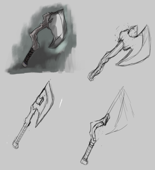 neenersart's tweet photo. Designing a magical weapon for one of my players, she got a schematic to make a handaxe a while back.

This is that handaxe. https://t.co/w4xwxAyzbc