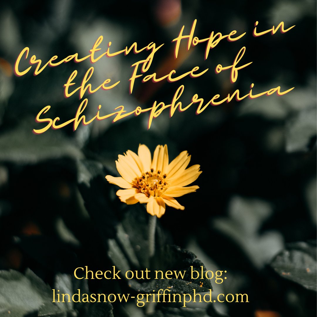 New blog about creating hope: lindasnow-griffinphd.com
#schizophrenia #mentalhealthsupport #mentalhealthcaregivers #mentalhealth