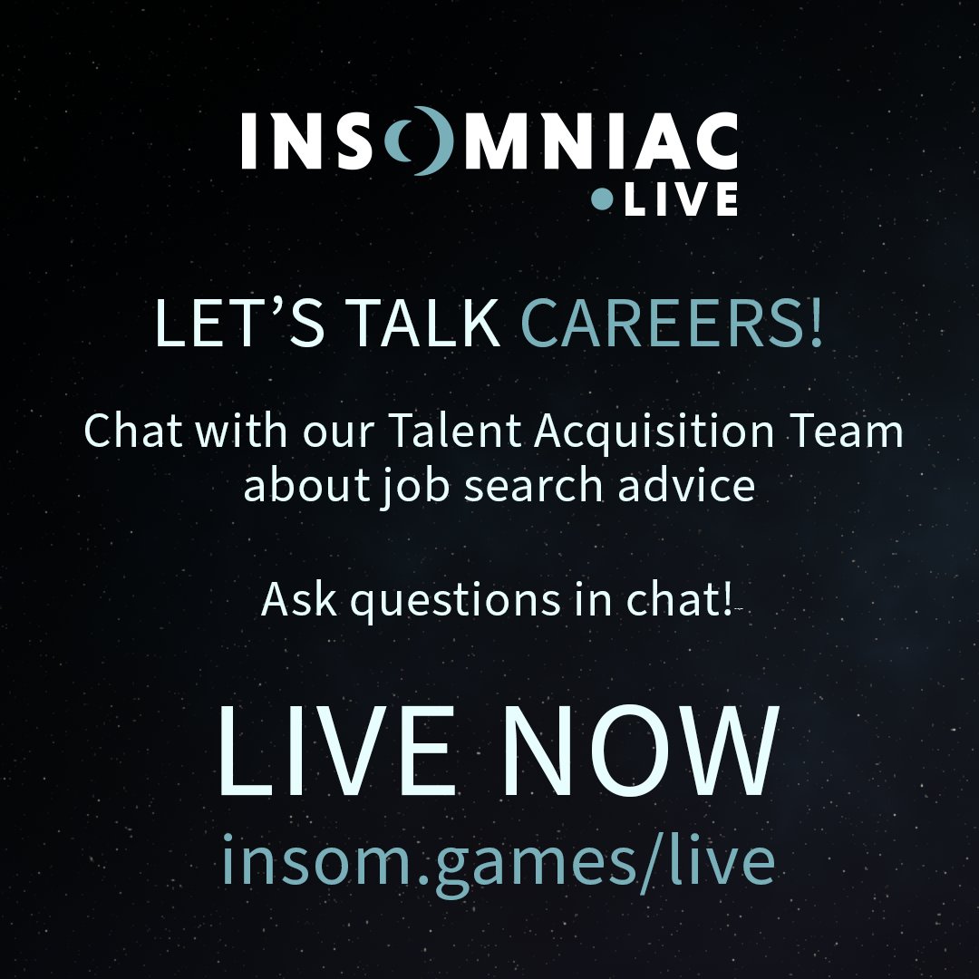Insomniac Games on Twitter "We are LIVE NOW! Join us as we talk game
