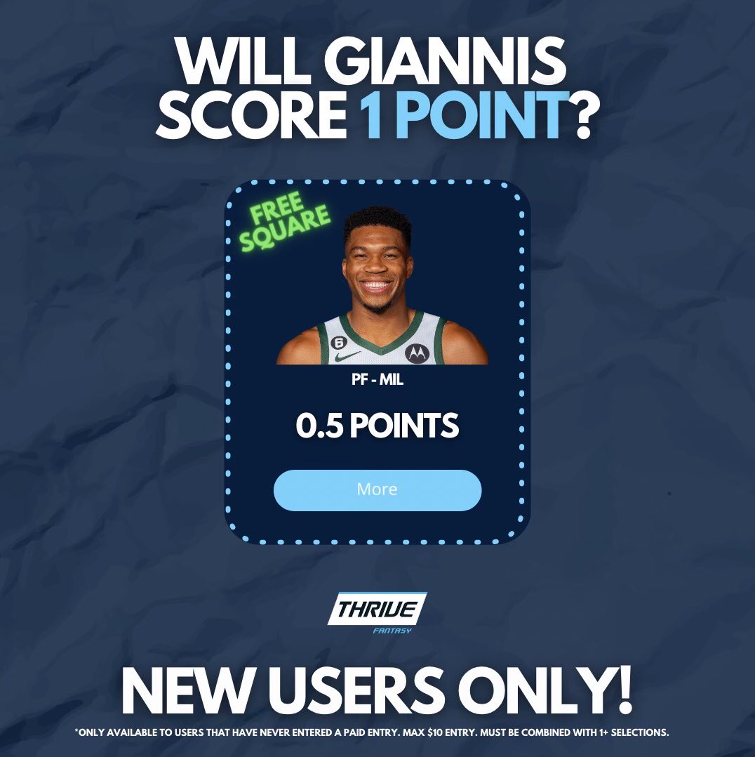 PropPlayz's tweet image. 🚨FREE SQUARE🚨

Free Square over on Thrive! If you sign up today using my code, “PROPKING”, you can get a 100% deposit match, and FREE contest entries! 

I’m going to roll with Kyrie over 40.5 PRA for the pair! 

thrivefantasy.com/?promo=PROPKING 

#GamblingTwitter #DFS #PropUp #NBA