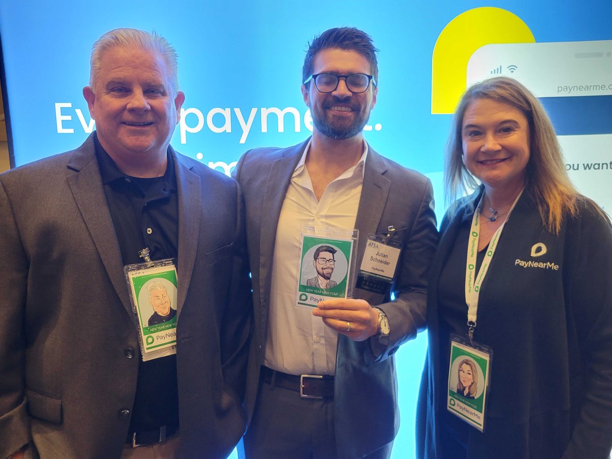 PayNearMe's tweet image. Stop by booth #21 at AFSA Vehicle Finance today for your free caricature drawing! Come meet our smiling team! @AFSA_DC

#AFSAMeet #payments #billlpay