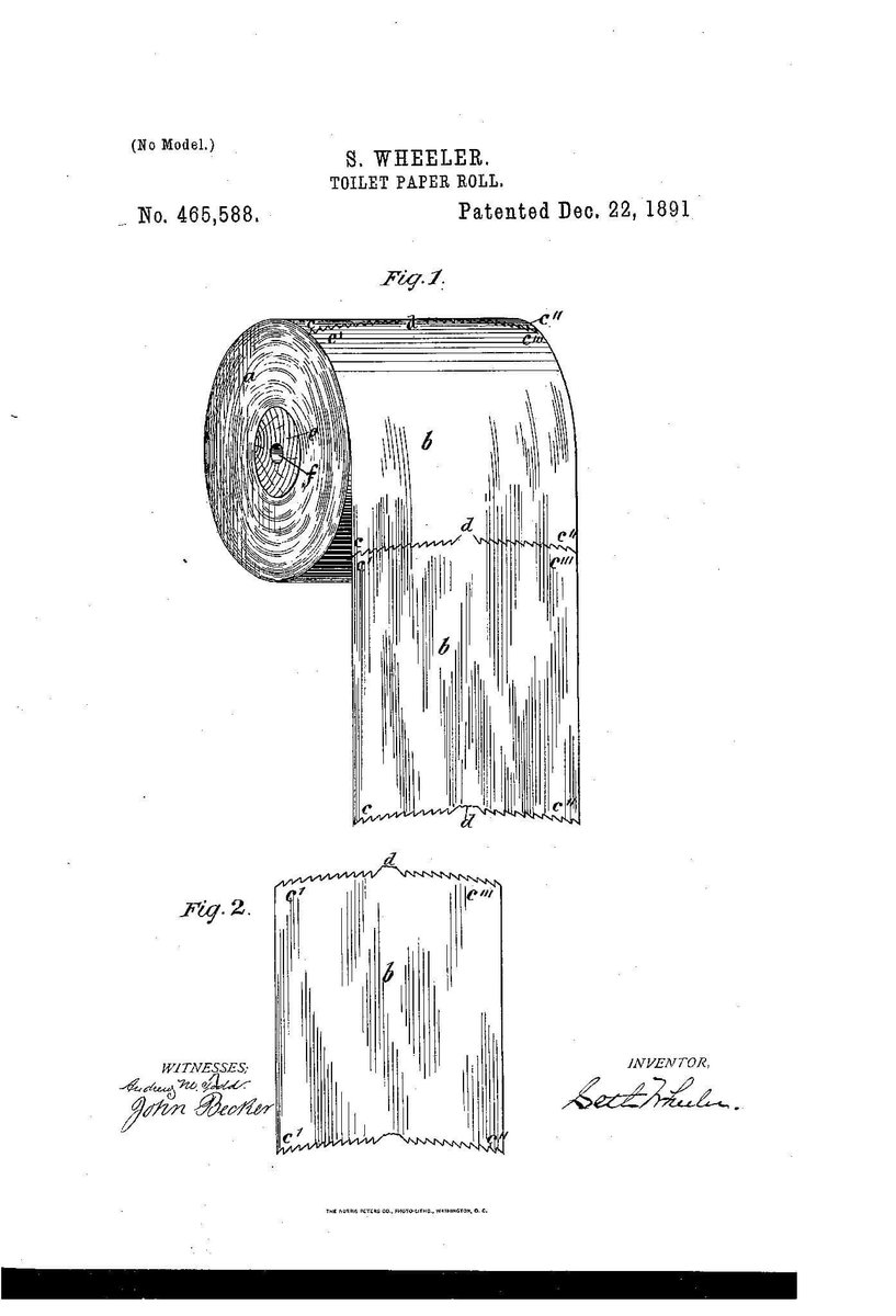 The original patent from 1891 for a toilet paper roll actually shows the correct rolling direction.
