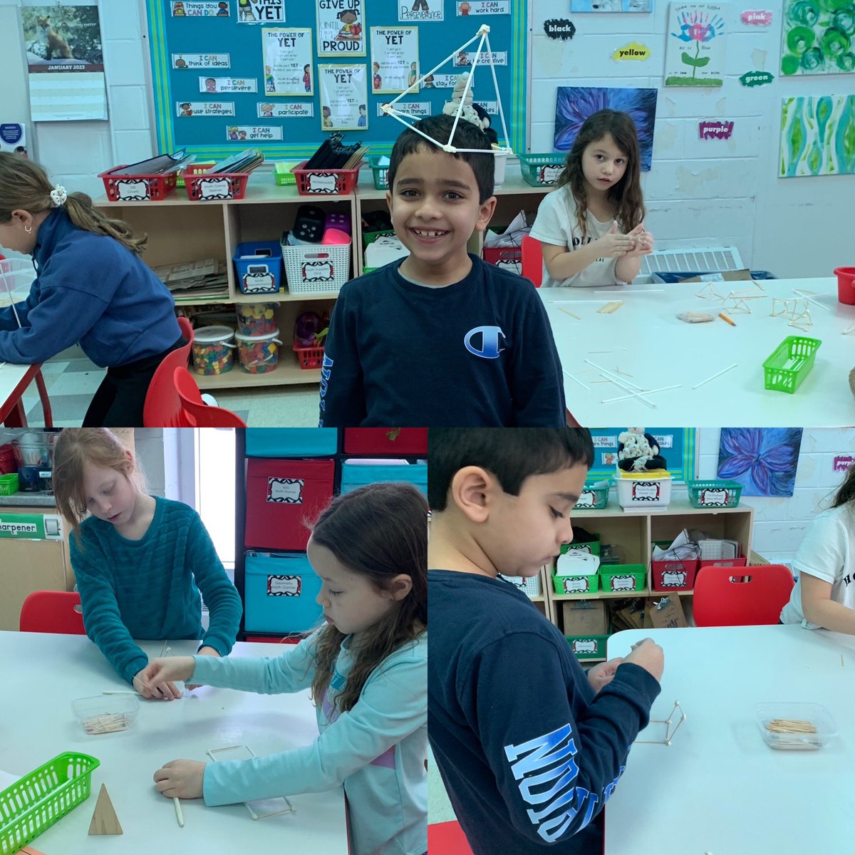 dewit2014's tweet photo. Grade 2’s we’re building 3D Solids! They are learning about vertices, edges and faces. #arps2022 https://t.co/0PtPKJ2424