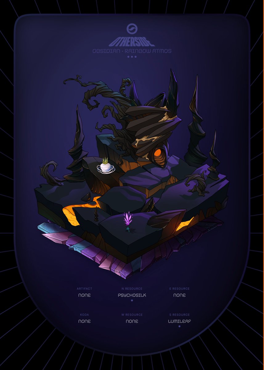 So excited to announce I was able to purchase my first Otherdeed from <a href="/OthersideMeta/">Othersidemeta</a> 🎉
 A volcanic environment sitting atop a rainbow atmos sediment. I'll be a producer of Psychosilk &amp; Lumileaf.
 This project from <a href="/yugalabs/">Yuga Labs</a> has a bright future! 💫