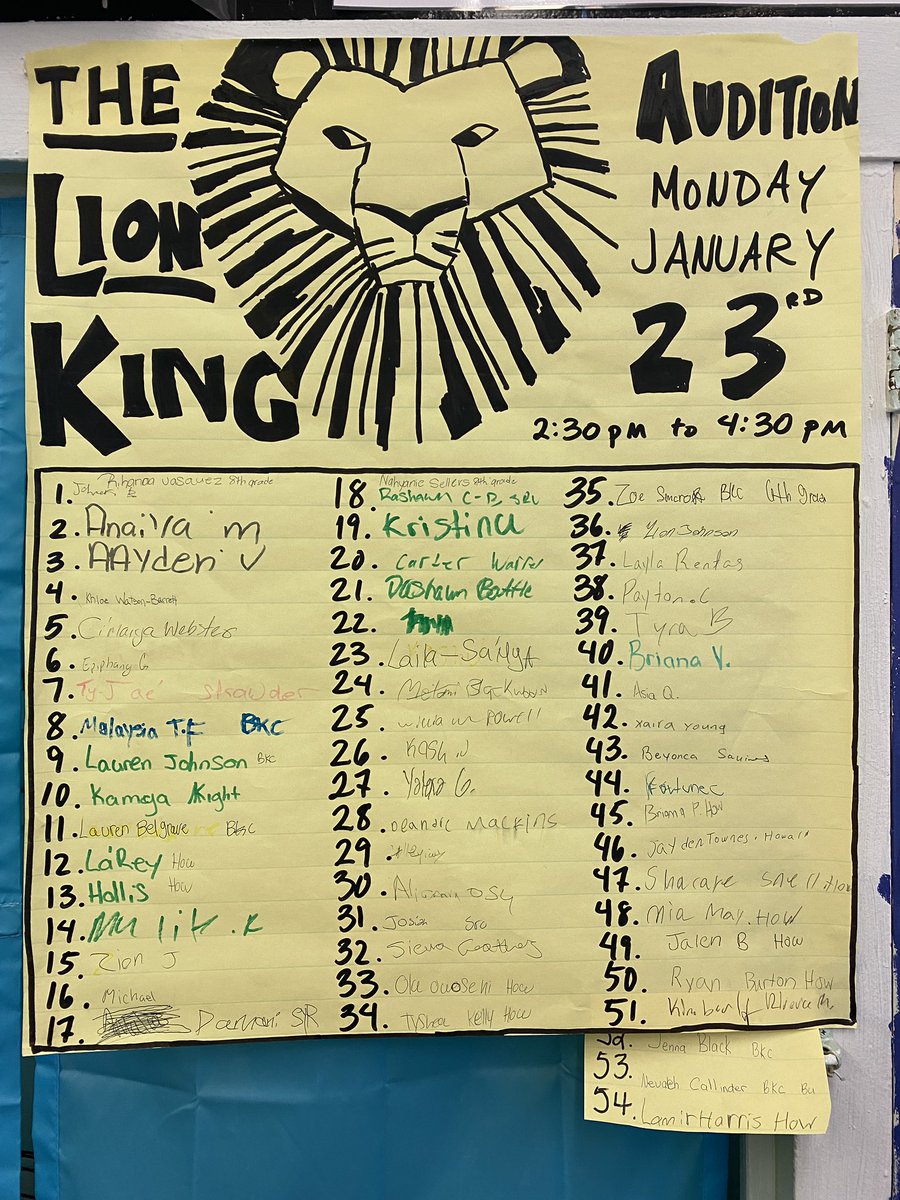It’s time for Broadway Jr.! We had a packed audition for The Lion King Jr. at The Magnet school of Leadership, Exploration, and the Arts #MS35ARTS <a href="/MiddleSchool35/">Stephen Decatur Magnet School</a> <a href="/Jluvszion/">Jasmine</a> <a href="/ArtsConnection_/">ArtsConnection</a> <a href="/TheLionKing/">The Lion King - Musical</a> @DisneyJunior <a href="/MagnetSchlsMSA/">Magnet Schools of America</a> #MusicalAuditions #TripleThreat #BroadwayJr