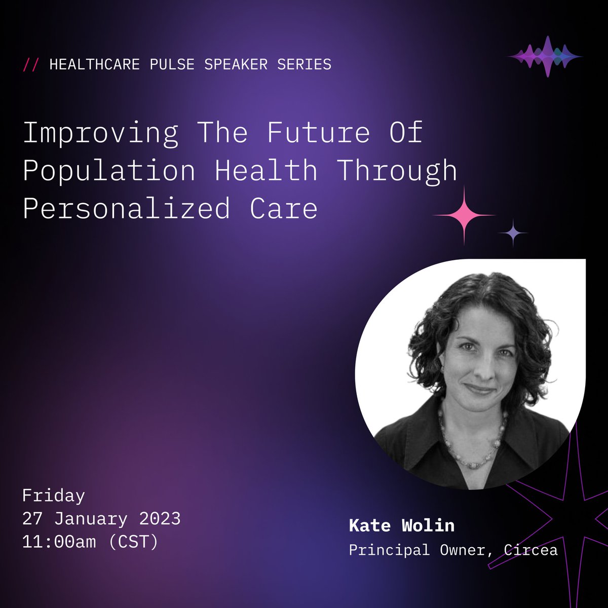 👩‍⚕️2022 Forbes Top Healthcare Innovator, @DrKateWolin, will be joining us in less than 48 hours to discuss tech, personalized care, and the future of population health.

To register and get more details click here ➡️ bit.ly/3GGftki
