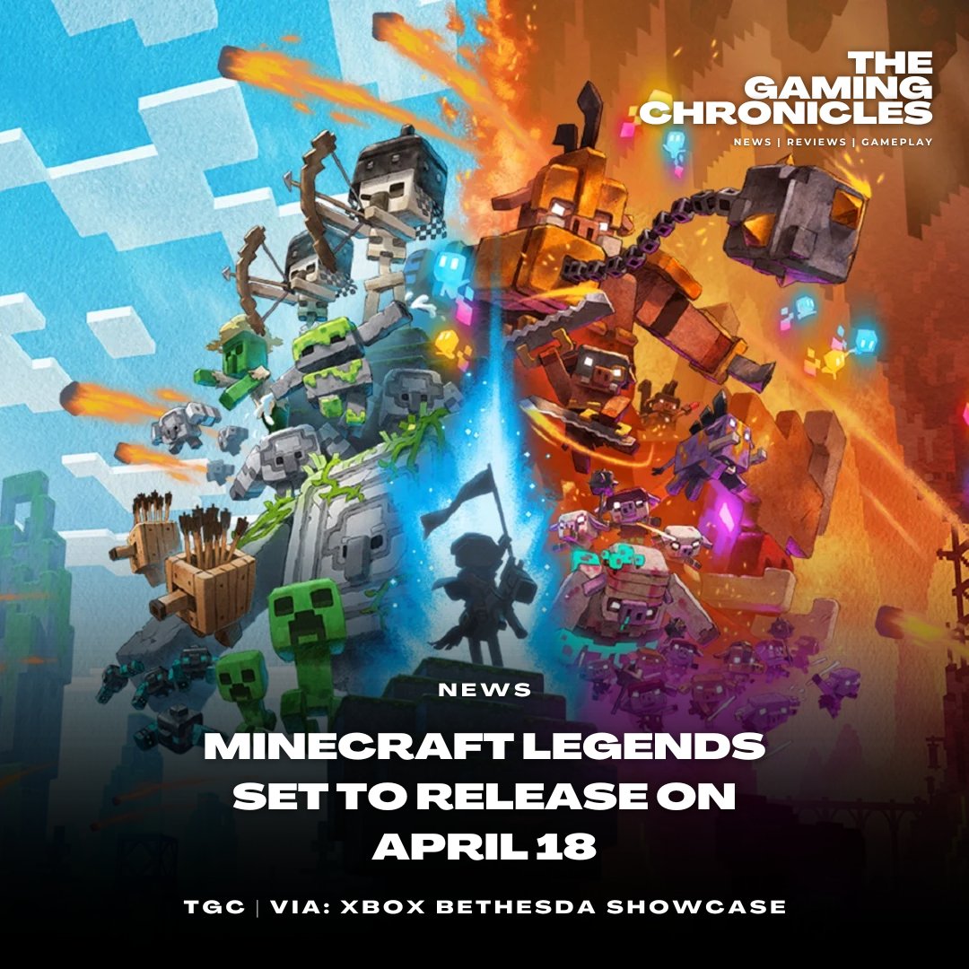 Thgmngchrncls's tweet photo. 🚨 Minecraft Legends launches April 18th on all platforms! 🎮

Check out the new trailer for gameplay details, including PvP and multiplayer.

Plus, new mounts 🐎 and customization options 🎨

#MinecraftLegends #gaming https://t.co/EKxbkLMswF