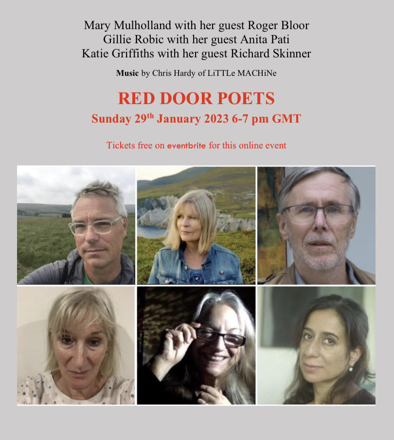 ✨This Sunday 6-7pm ⁦<a href="/reddoorpoets/">@RedDoorPoets</a>⁩ ⁦<a href="/MaryMulhol/">Mary Mulholland</a>⁩ ⁦<a href="/GillieRobic/">Gillie Robic</a>⁩ ⁦<a href="/kmngriffiths/">Katie Griffiths</a>⁩ will be reading with special guests ⁦<a href="/rogerbloor/">Roger Bloor</a>⁩  ⁦<a href="/patiani/">anita</a>⁩ &amp; ⁦<a href="/RichardNSkinner/">Richard Skinner</a>⁩ Tickets free on eventbrite ✨
eventbrite.co.uk/e/red-door-poe…