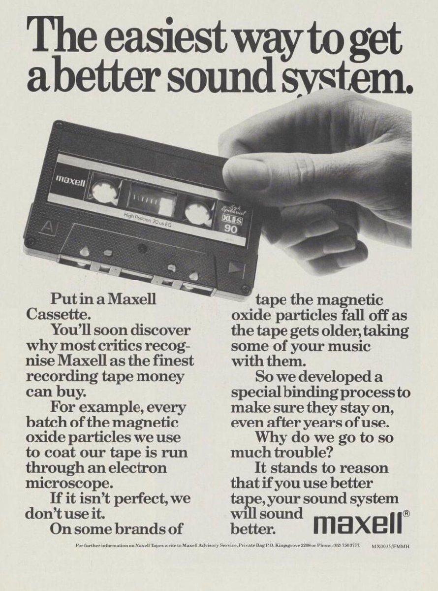 This was actually printed in Australia in 1981 🇦🇺

Have any of you ever been to Australia?

#cassette #maxell #advert #ad #advertising #AustralianoftheYear #AustraliaDay #australia