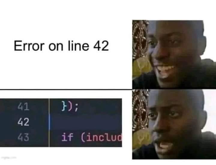 DailyCodingMemz's tweet image. #error #42 #hitchhikersguidetothegalaxy #stackoverflow #stackoverflow_meme