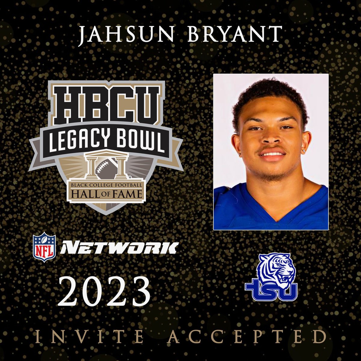 HBCULegacyBowl's tweet image. We are proud to announce that Tennessee State LB JAHSUN BRYANT (@jahsunbryant) has been selected for the 2023 HBCU Legacy Bowl! ✊🏿

hbculegacybowl.com/players/