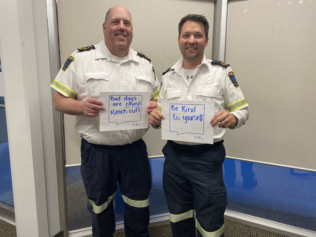 NorfolkEMS's tweet photo. Together, we can end the stigma surrounding mental health. #EndTheStigma #BellLetsTalk #MentalHealthAwareness #NorfolkCountyParamedicService https://t.co/rRxb8NWXLs