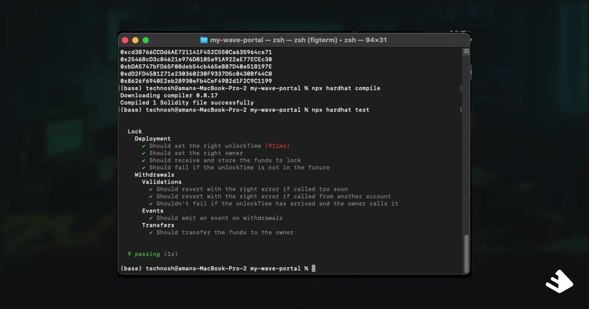 technosh_'s tweet image. Just wrote + deployed my own Solidity smart contract locally -- slowly becoming a web3 master!

Shoutout to buildspace ✨
#100daysofWeb3 
#100daysofcode