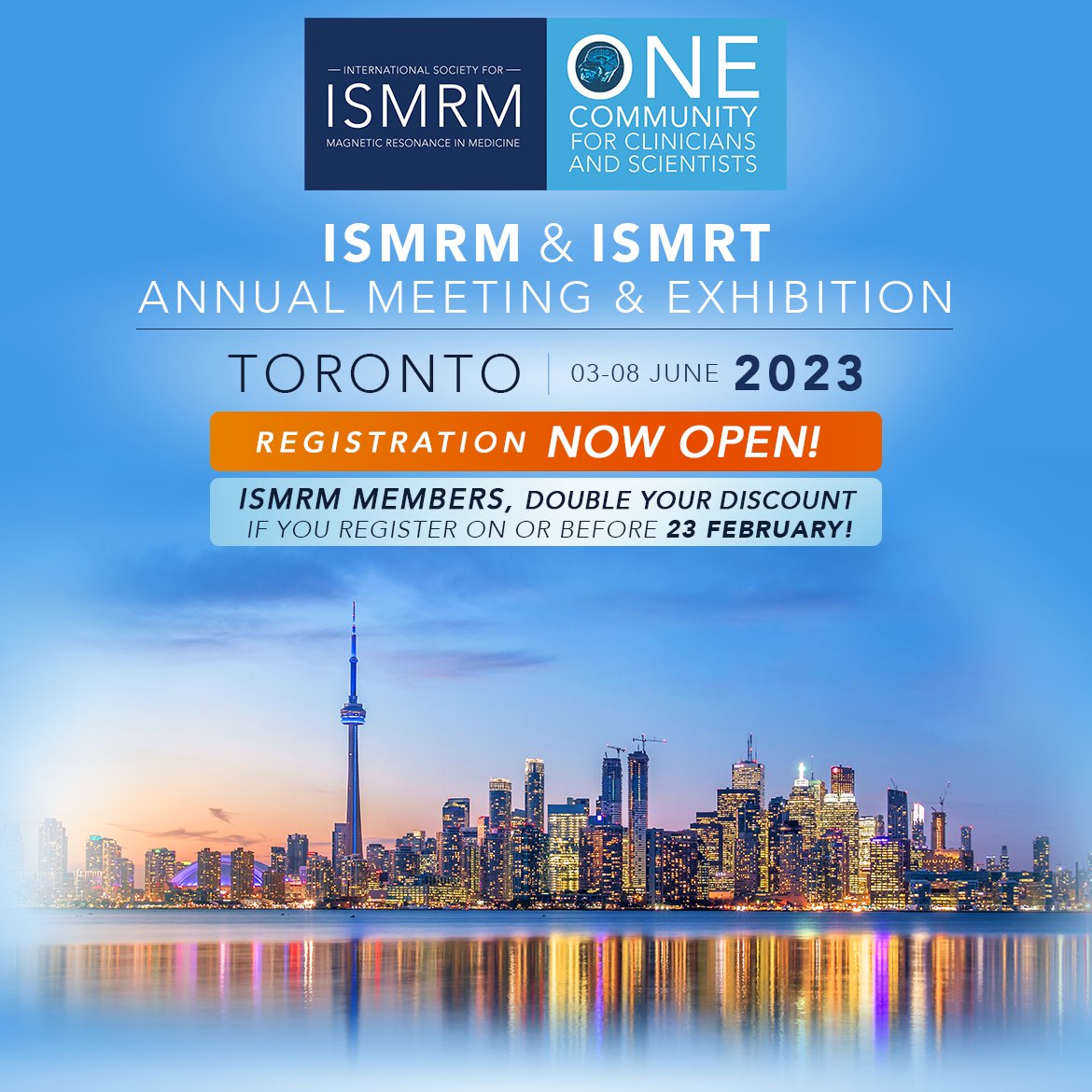 Registration is NOW OPEN for the ISMRM & ISMRT Annual Meeting & Exhibition! ISMRM Members, double your discount if you register on or before 23 February! Register now: bit.ly/3Cyqmma