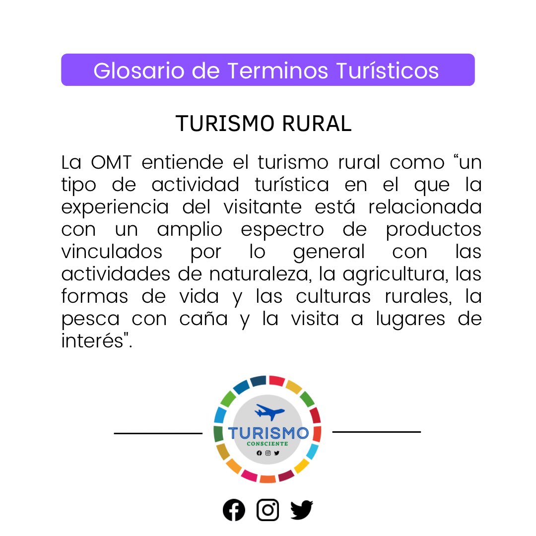 Miercoles de Glosario de términos turísticos.
- Turismo Rural -
.
Fuente: unwto.org/es/turismo-rur…
Turismo Rural UNWTO.
.
#TurismoConsciente #GlosarioTurístico #Wordoftheday #TurismoRural