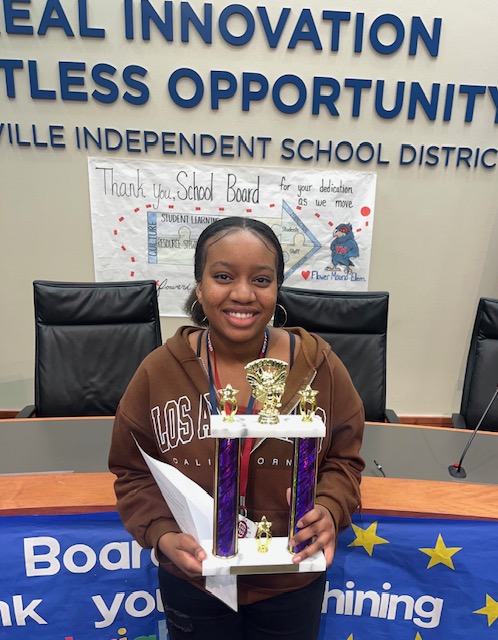 julz66's tweet image. Sarah and Tien competed in the LISD District Spelling Bee today. Sarah WON 1st PLACE and Tien placed 5th! Sarah will represent LISD at the County Spelling Bee on February 16th! @DeLayMS