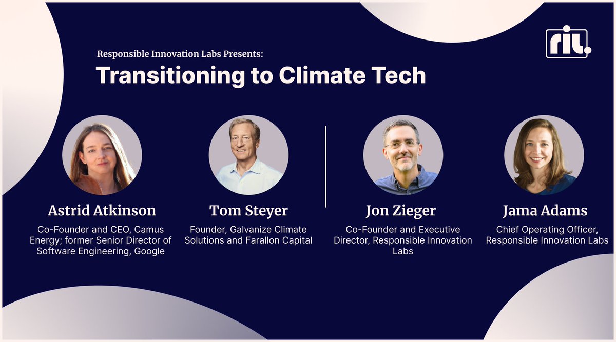 🌱 Big thank you to @TomSteyer and @shinynew_oz
 for sharing their invaluable insights at our webinar, 'Transitioning to Climate Tech'!

🤔 Missed our #climate tech webinar? Check out the video and main takeaways here: rilabs.org/climate-tech-w…