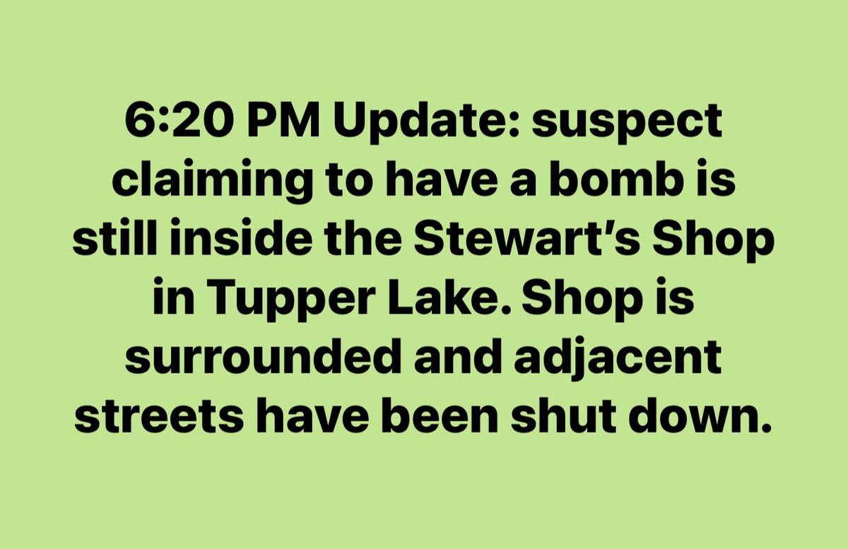 adkmountainnews's tweet photo. There is an ongoing incident in #TupperLake, check our Facebook for the latest updates. https://t.co/Q5MWA6L93s