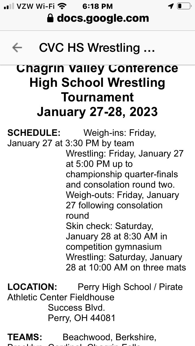 CVC tournament at Perry HS taking money at the door.