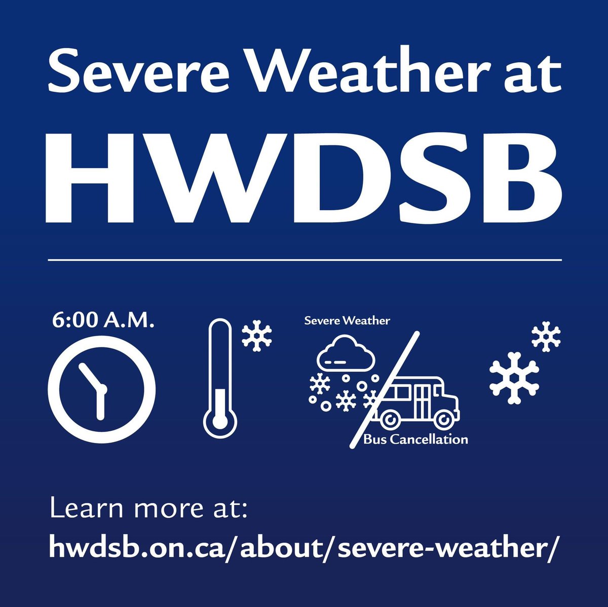 Significant snowfall remains in effect this evening. We thank City crews who continue to remove snow from #HamOnt streets.

A reminder that if buses are unable to run in the morning, then schools and administrative buildings will be closed. A decision will be shared by 6 a.m.