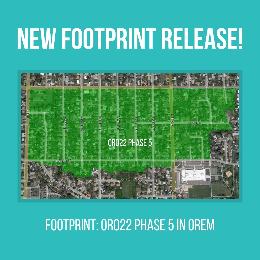UTOPIAFiber's tweet photo. What better than one footprint release? Two footprint releases! We are super excited to announce that phase 5 of OR022 in @Orem_City and phase 2 of PG002 in @pleasantgroveut are now complete! 

Check out our website to see if you can sign up today! https://t.co/NffgGKHLXT https://t.co/M6nbOLOUUF