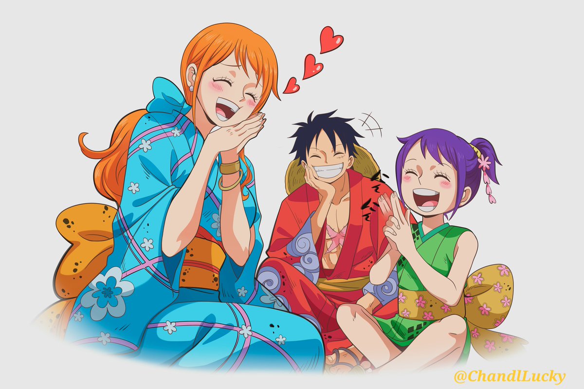 モンキー・D・ルフィ ,ナミ(ワンピース) 「Tama is so Cutee!!~u#ONEPIECE#ルナミ #luffy」|Lucky_chandlのイラスト