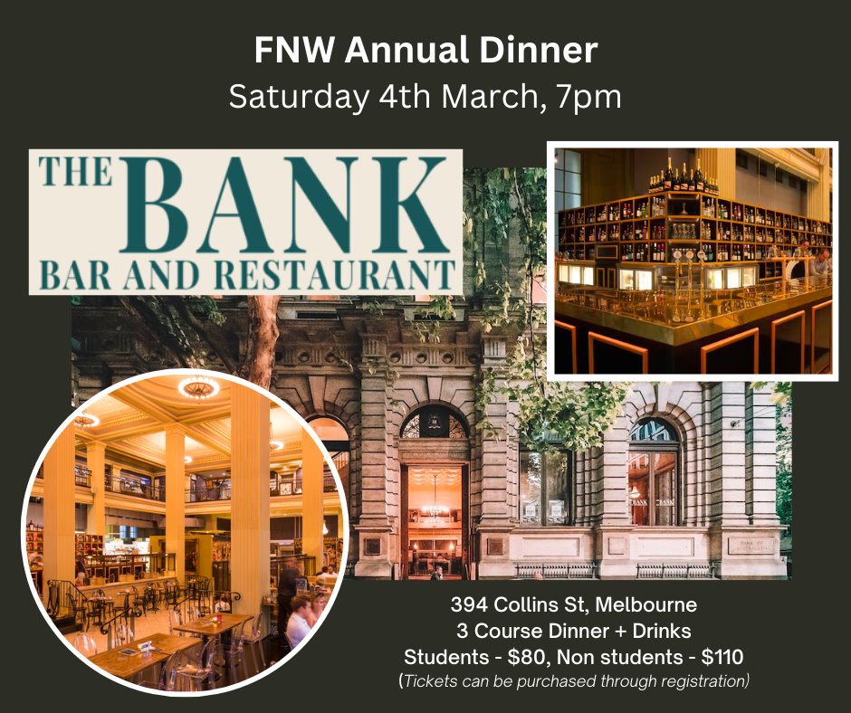Its not a conference, without a conference dinner 🍽️ 🥂🍾 and your LOC have found the coolest venue 😎  

Built in one of Melbourne’s oldest banks, it's soaring ceilings and ornate touches will make sure 'The Bank' will definitely be one to remember! 

Secure your tickets now!