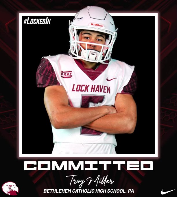 TroyMil16198952's tweet image. I’m ecstatic to say that I will be committing to Lock Haven University to continue my academic and athletic career!I appreciate @Coach_Mul @Coach_Derasmo for this opportunity to play at the next level!!#COMMITTED @LHU_Football