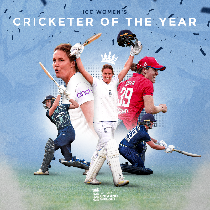englandcricket's tweet photo. 📅 @NatSciver in 2022... 

🏏 Runs: 1346
☝️ Wickets: 22

🥈 World Cup runner-up
🏆 Women’s Cricketer of the Year

Congratulations, Nat! 👏👏👏
