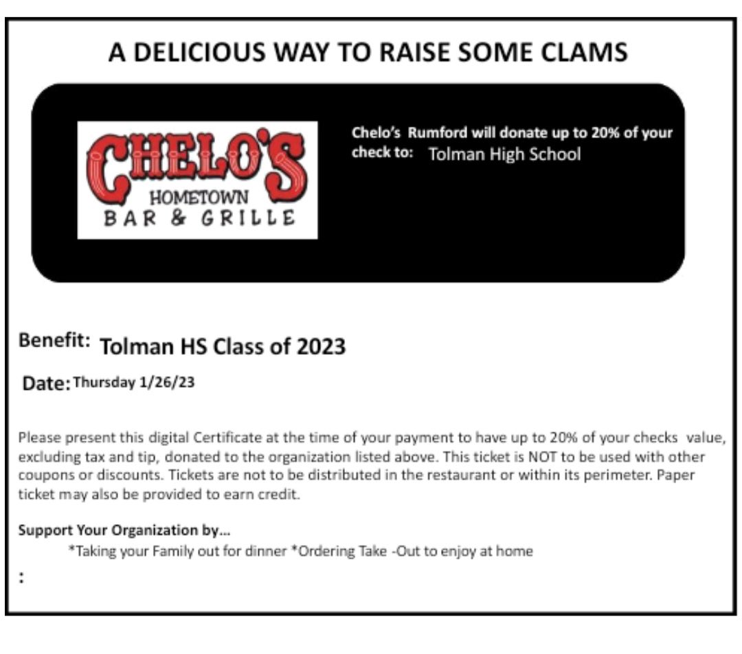 Please support the Class of 2023 and go eat at Chelo’s on Newport Ave tomorrow 1/26. ⁦@SavastanoChris⁩ ⁦<a href="/LBRamzi/">Lisa Benedetti-Ramzi</a>⁩ ⁦<a href="/DonGrebien/">Don Grebien</a>⁩ ⁦<a href="/CityofPawtucket/">City of Pawtucket RI</a>⁩