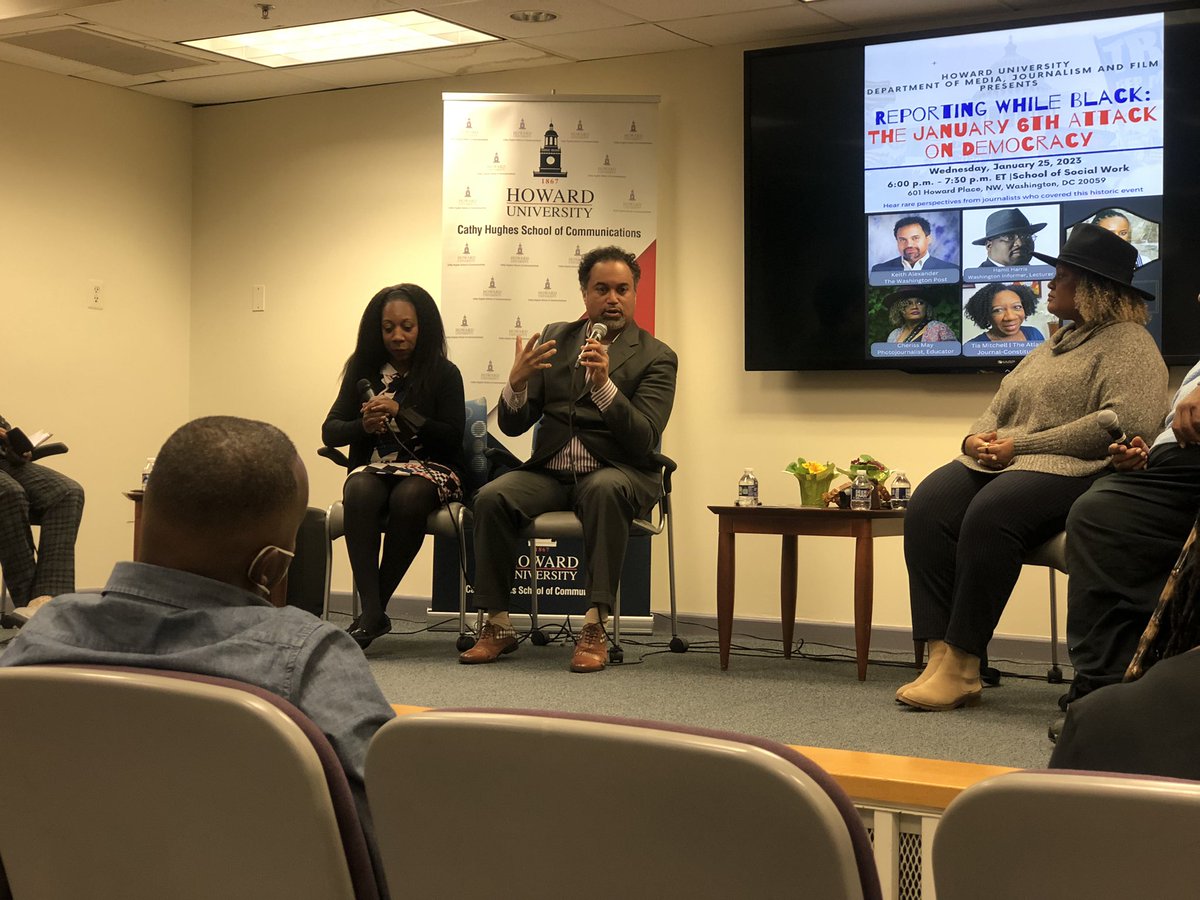 jtmediaready's tweet photo. “It was a wave of people full of fury.. full of anger..” discussing #Jan6 @keithlalexander #reportingwhileblack @HowardU https://t.co/bZVJ8R6NNV