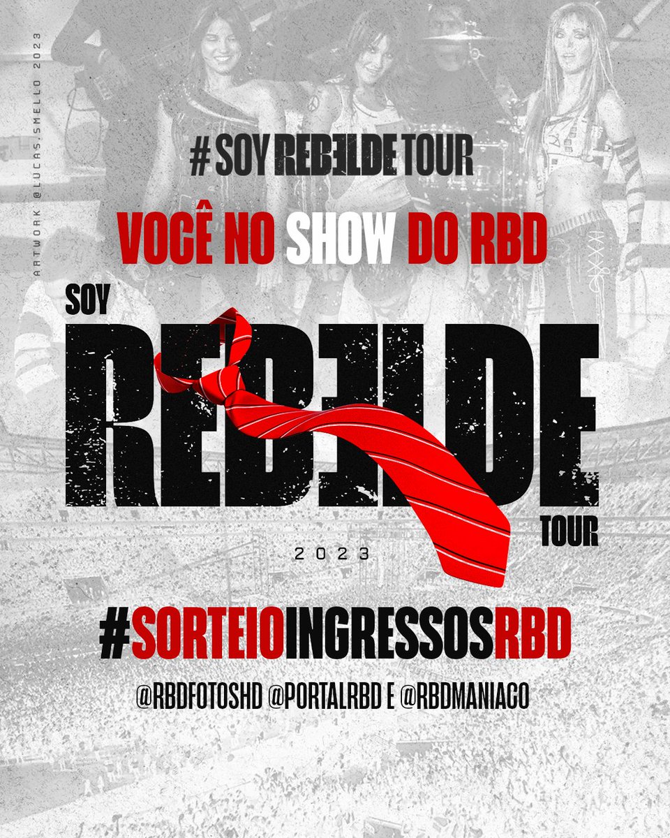 🚨 SORTEIO: Ingressos shows do RBD no Brasil ⚠️REGRAS: ➠ Seguir @RBDFotosHD, @RBDManiaco e @PortalRBD ➠ Dar RT nesse tweet (sem citar) ➠ Comentar sua música favorita do RBD e para qual show quer o ingresso (RJ/SP) com a hashtag #SorteioIngressosRBD 👉🏻RESULTADO: 04/02