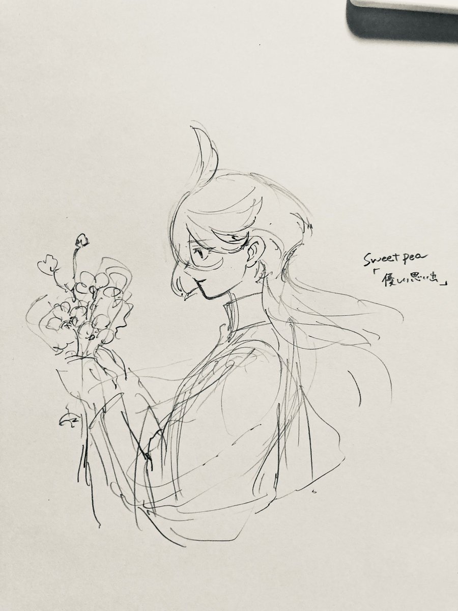 雰囲気落書き…描けたら…いいね…エランケレスって検索したら、当然のようにエラン・シリーズって結果に出てきてヒエってなった。ミオミオの花、悩むね…百合…と思ったが、5号で使っちゃったしなと… 