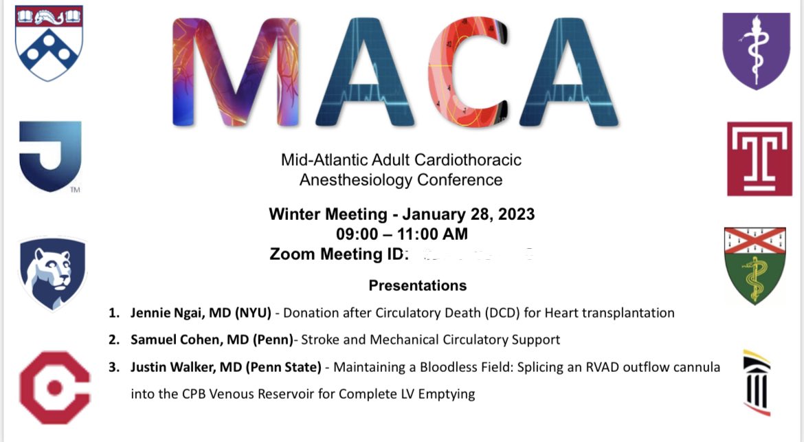 gina_linganna's tweet photo. Excited for our Mid-Atlantic Cardiac Anesthesia Conference this weekend!! @PennAnesthesia @YAnesthesiology @TempleAnesRes @PennAnesthesia @UMD_Anesthesia @LouMitrevMD @JeffAnesthesia https://t.co/5UL7098M1L