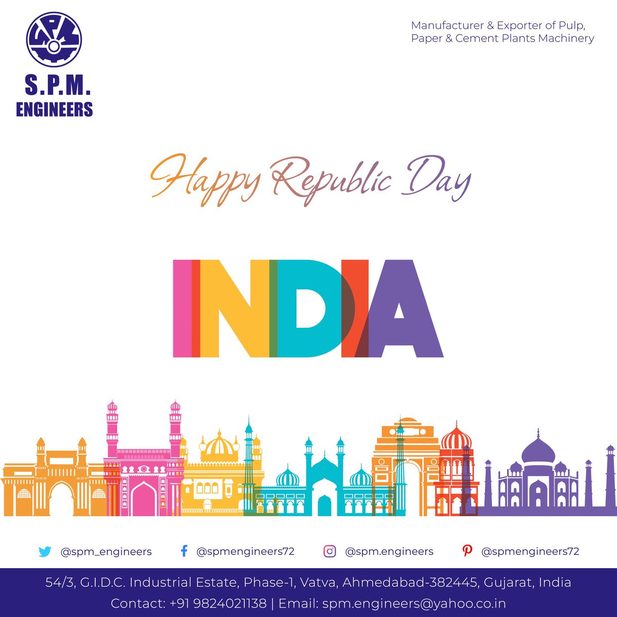 spm_engineers's tweet photo. Happy Republic Day Folks!
.
.
.
#spm #engineers #digestor #mg #instagram #paper #cement #machine #popereel #dryers #bearinghousing #slatconveyor #trending #propaperdubai2022 #sustainabledevelopment #turnkeyprojects #republicday https://t.co/7K5t1nbq7k
