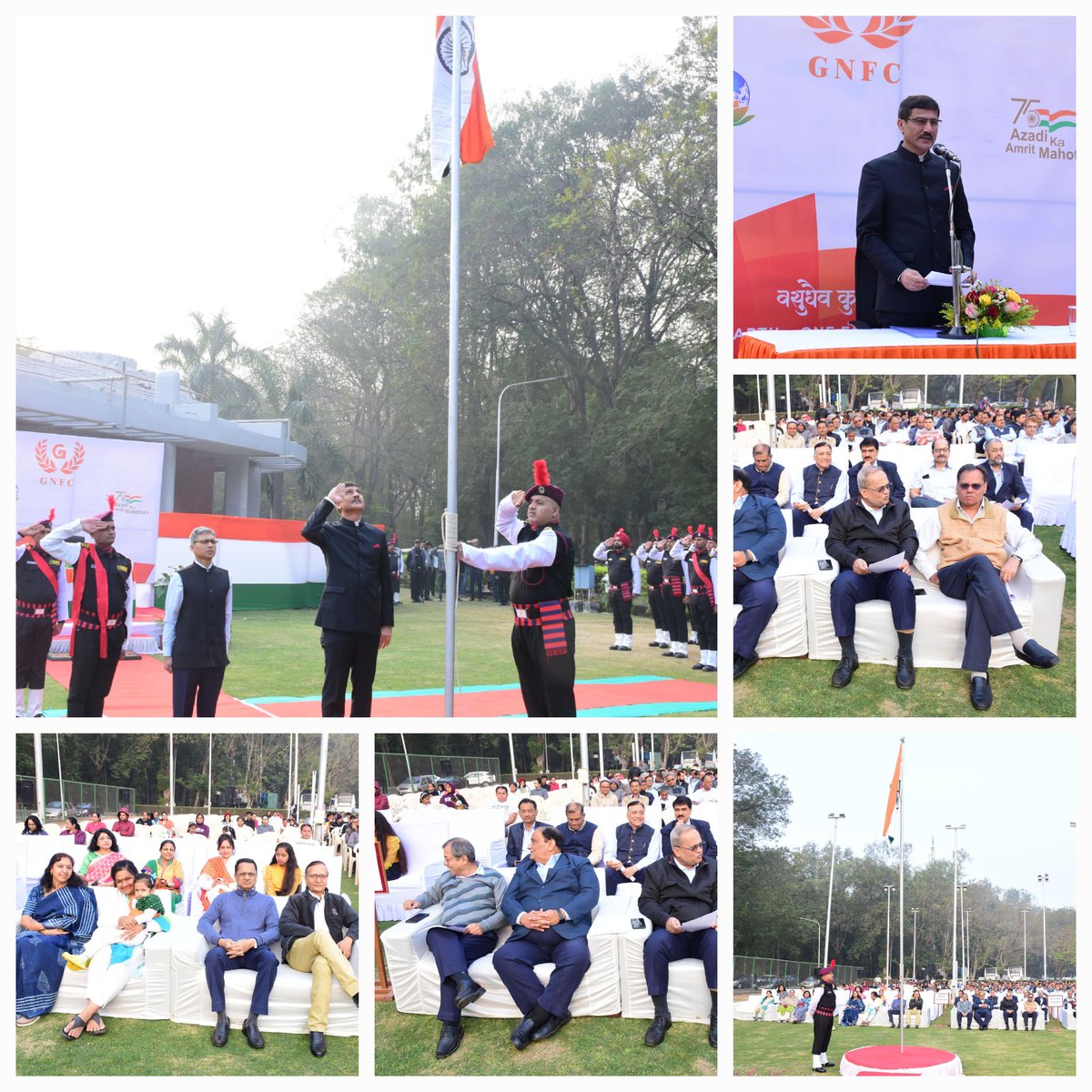 GNFCLTD's tweet photo. GNFC enthusiastically celebrated #RepublicDay2023. Flag unfurled at Narmadanagar by Managing Director @pankajjoshiias
Happy Republic Day to All
#गणतंत्रदिवस #26january 
@pkumarias @CMOGuj https://t.co/KLWyuESoNv