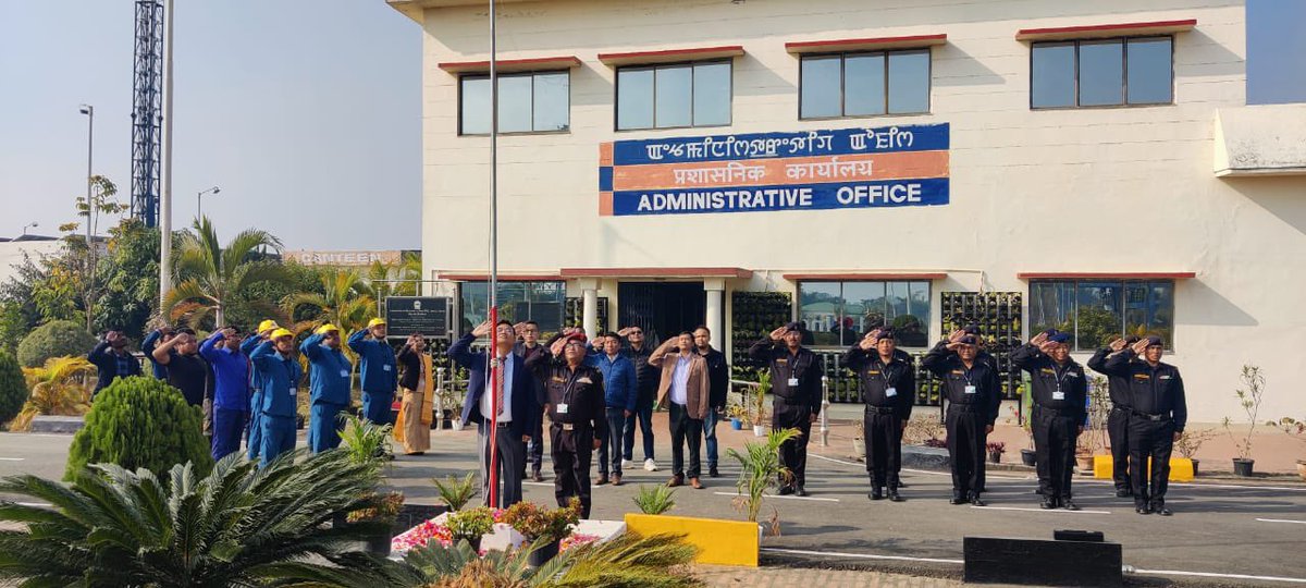 IOCLManipur's tweet photo. Unfurling of National Flag at Imphal Depot (Malom) on 26.01.2023 https://t.co/ZMtkDjUOyp