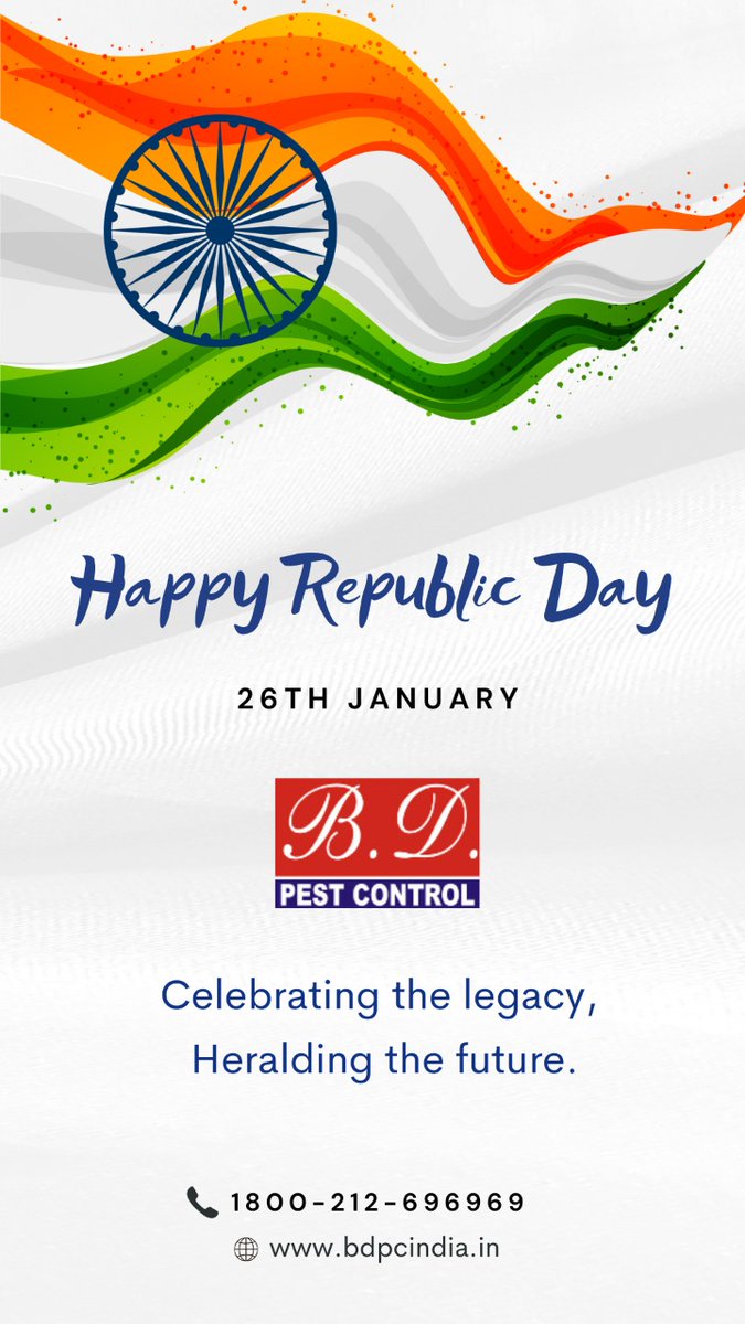 bdpcindia's tweet image. On this proud day, let us honour the achievements of this great country as well as that of our Armed forces. BDPC wishes everyone a very Happy Republic Day!  

#Bdpestcontrol #RepublicDay #HappyRepublicDay2023