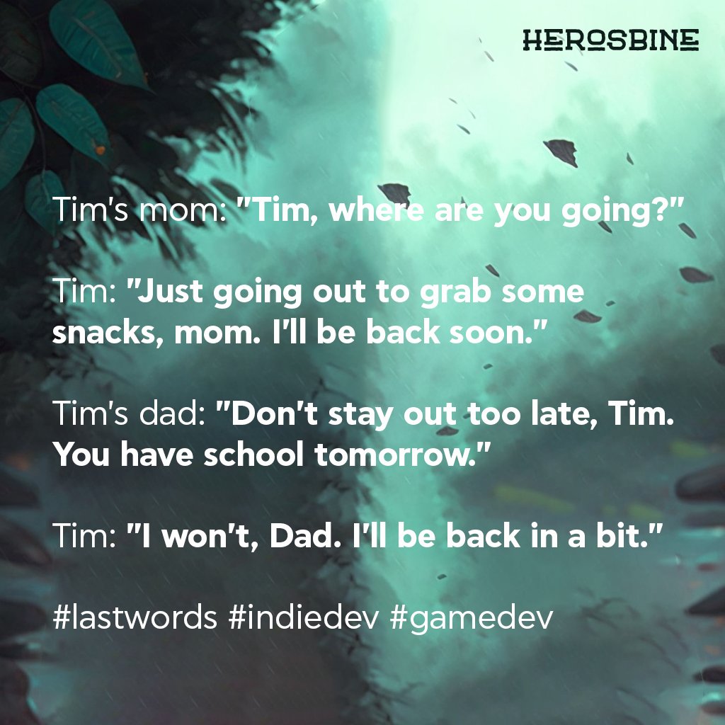 herosbine's tweet image. Tim's #lastwords
#indiegame #gamedev #indiegamedev #indiedev #d #gaming #indiegames #game #gamedevelopment #videogames #games #gamedesign #indie #gamer #gameart #videogame #art #herosbine