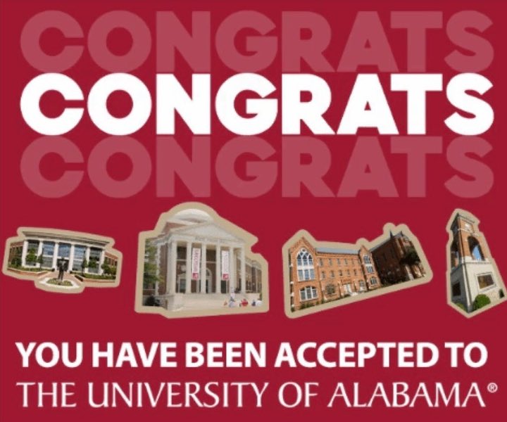 Recruitment is 100% still open!
I Am very blessed to be accepted academically to the University of Alabama, The University of Alabama at Birmingham, Jacksonville State University, The University of South Alabama and Mississippi State University!