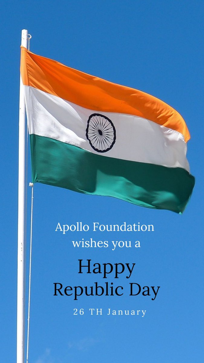 Apollo Foundation wishes you a Happy 74th Republic Day! #ApolloFoundation #RepublicDay2023 #RepublicDayIndia #RepublicDay #India