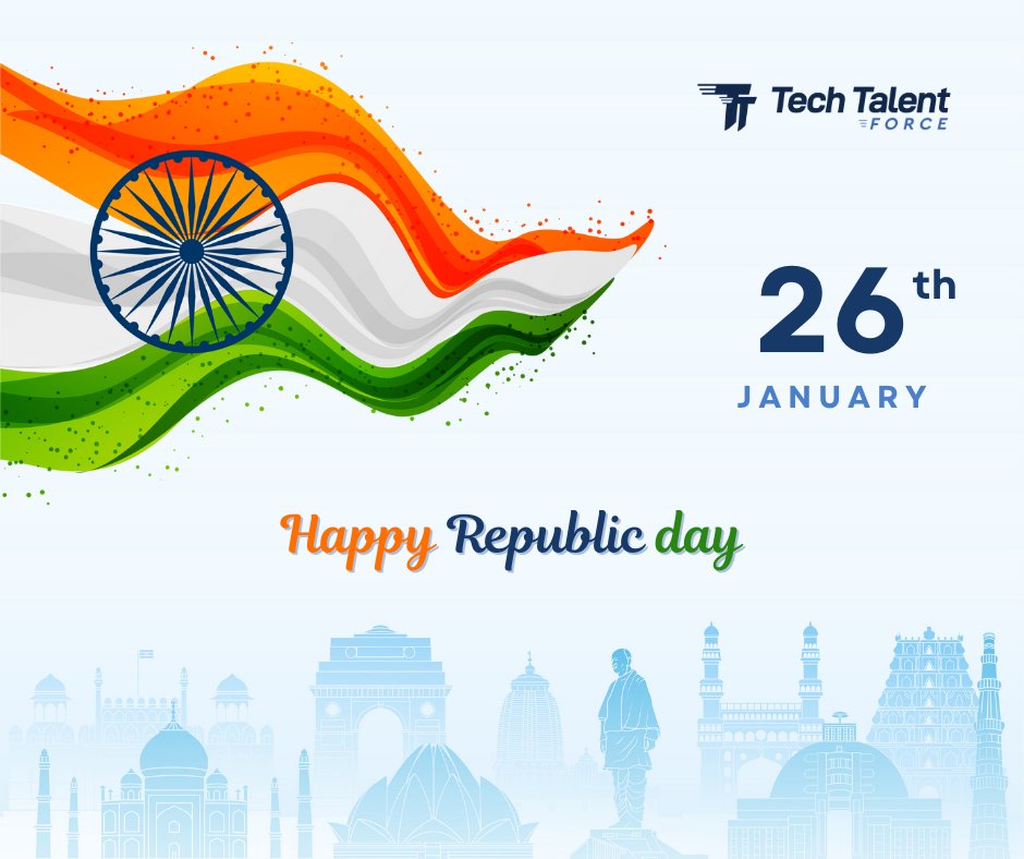 TechTalentForce's tweet image. Wish you all a very Happy Republic Day.

#HappyRepublicDay #RepublicDay #TechTalentForce #TTF #digitalagency