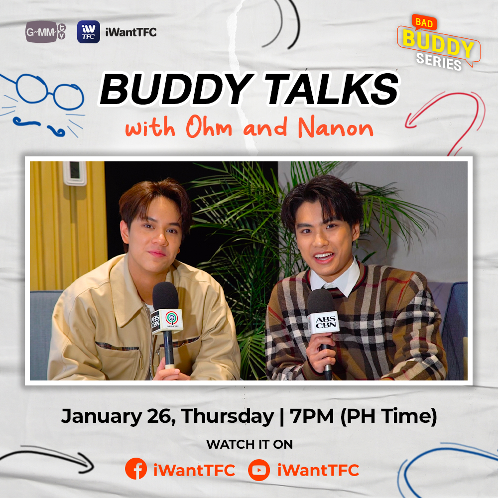 ofc_iwant's tweet photo. OMG! It's a happy Thursday! Dahil mamaya, you get to watch our special interview with #OhmNanon!

Catch #BuddyTalks tonight at 7PM on the iWantTFC Facebook page and Youtube Channel! @ohmpawatt @mynameisnanon https://t.co/kIolWfbWhk