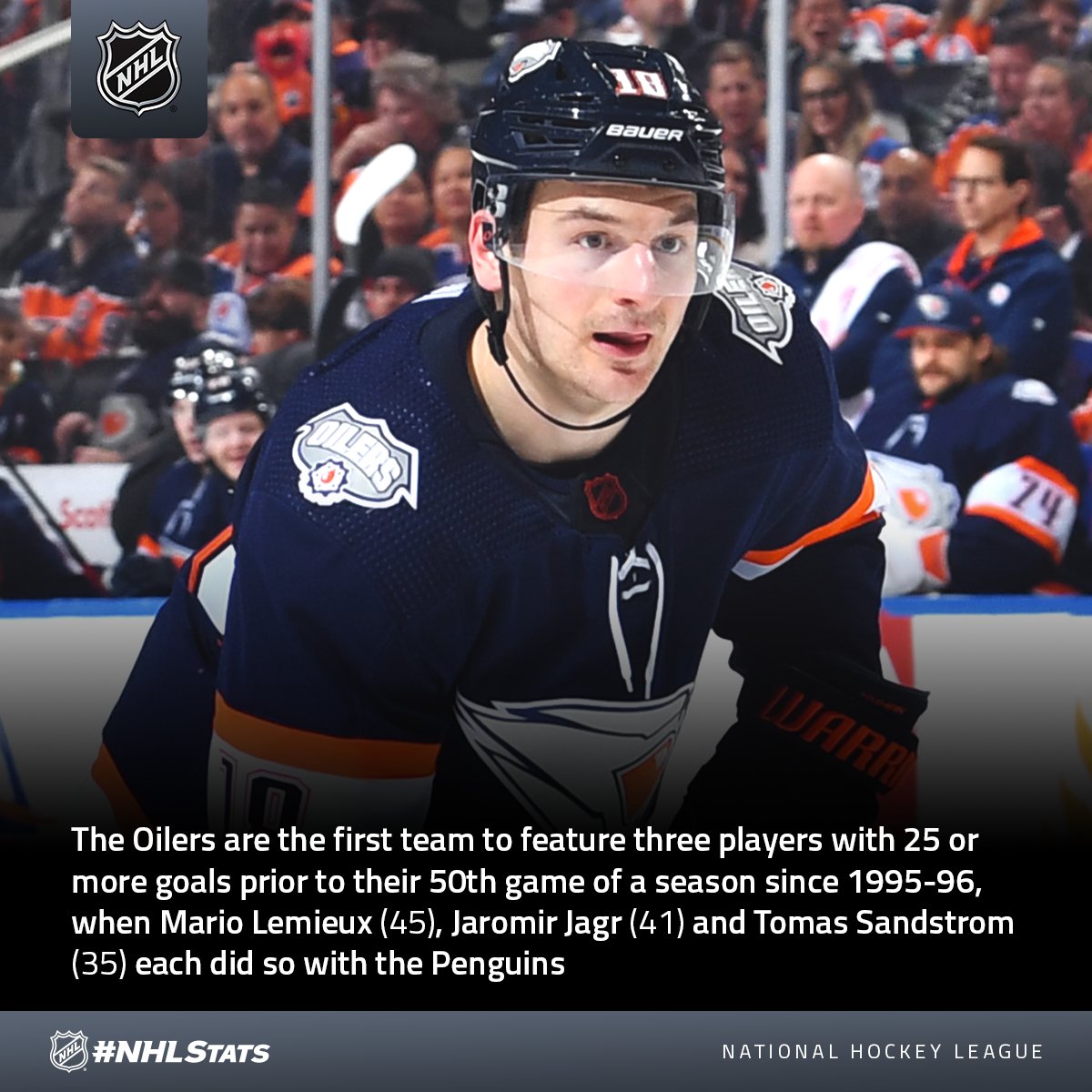 NHLPR's tweet photo. Zach Hyman scored and became the third @EdmontonOilers player to reach the 25-goal mark this season (also Connor McDavid: 40 &amp; Leon Draisaitl: 28).

#NHLStats: https://t.co/tSr1GuRha0 https://t.co/nSSa3MhQKo