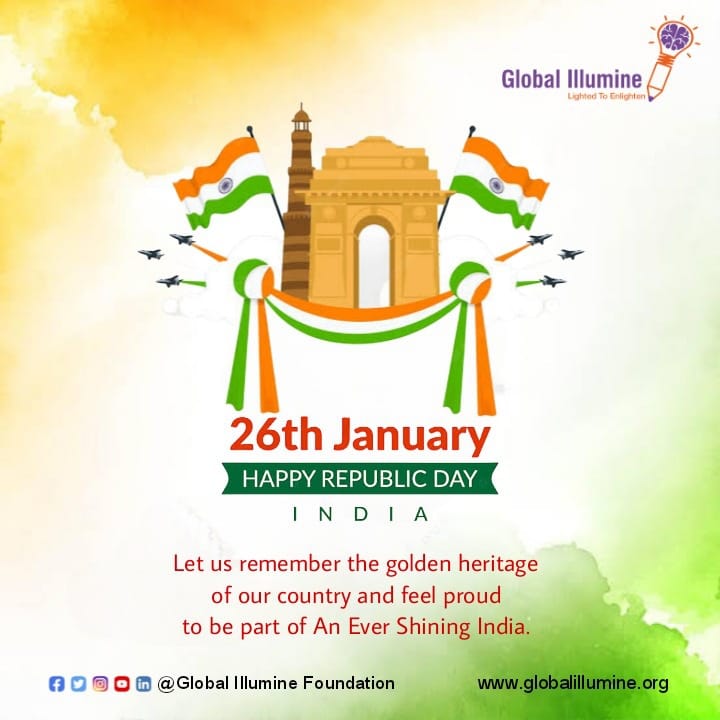 global_illumine's tweet photo. Wishing all A very Happy #RepublicDay.
On this day, Let us remember the golden heritage of our country and feel proud to be part of an Ever Shining India.
#RepublicDay2023 #RepublicDayIndia #GlobalIllumine #Students #Scholarships #SupportNeedy #GiftEducation #EducationForAll https://t.co/DidkOQZ9pd