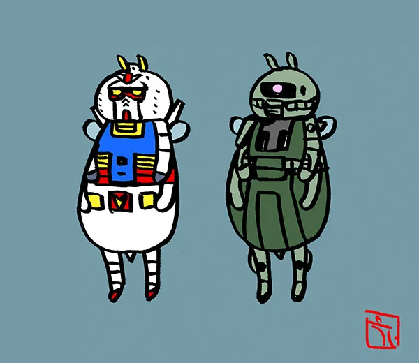 モビールスーツ。#みつばちヒーローズ#ミツバチ #蜂 #イラスト#機動戦士ガンダム #ファンアート 