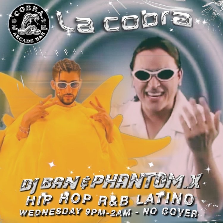 🐍LA COBRA🐍
Tonight w/ @phntmxmusic &amp; @djbanofficial playing the HOTTEST #hiphop and #latin music starting at 9pm.⚡️🔊 
💥NO COVER💥
Come out for drinks and play some games.🕹️🕹️
#downtown #phoenix #cobraarcadebar #wednesdaynight #danceparty #playbadbunny #dance #dj #friends