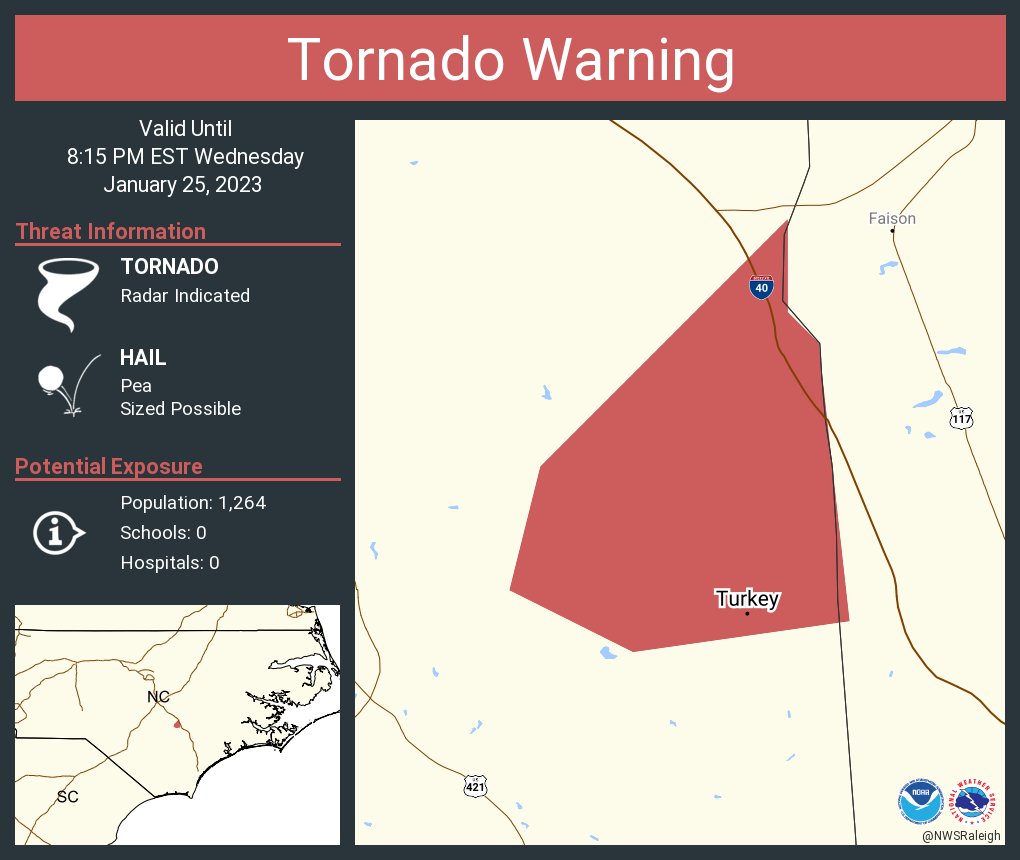 NWS Tornado on Twitter "Tornado Warning continues for Turkey NC until